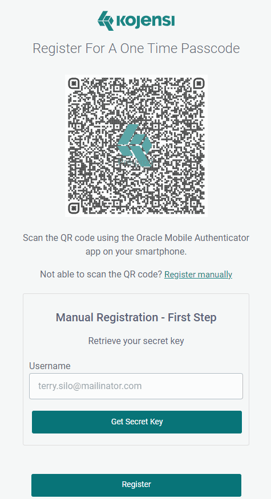 Authenticator manual registration step 1